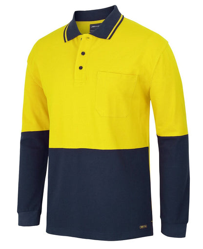 JBs Wear Hi Vis L/S Cotton Pique Trad Polo (6HVQL)