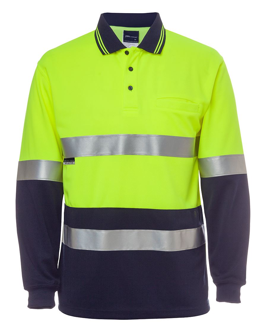 JBs Wear Hi Vis Long Sleeve (d+n) Traditional Polo - Adults (6HVSL)
