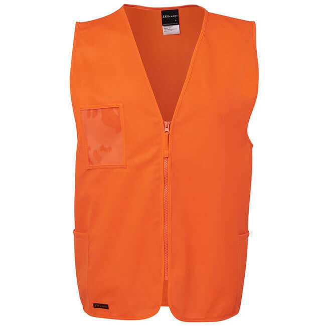 JBs Wear HI VIS Zip Safety Vest (6HVSZ)