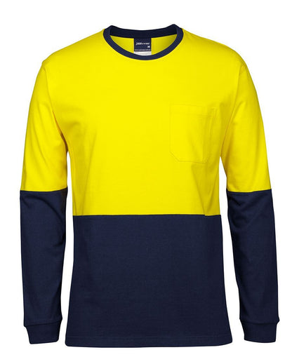 JBs Wear Hi Vis L/S Crew Neck Cotton T-Shirt (6HVTN)