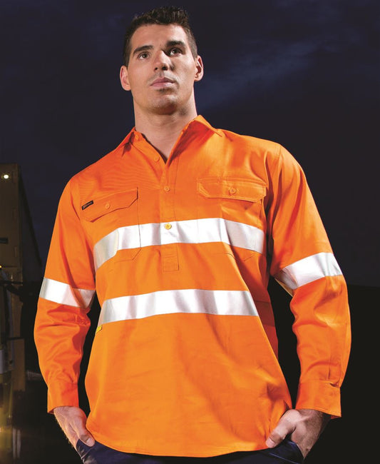 JB's Wear-JB's Hi Vis (D+N) Close Front L/S Shirt 190g - Adults--Uniform Wholesalers - 1