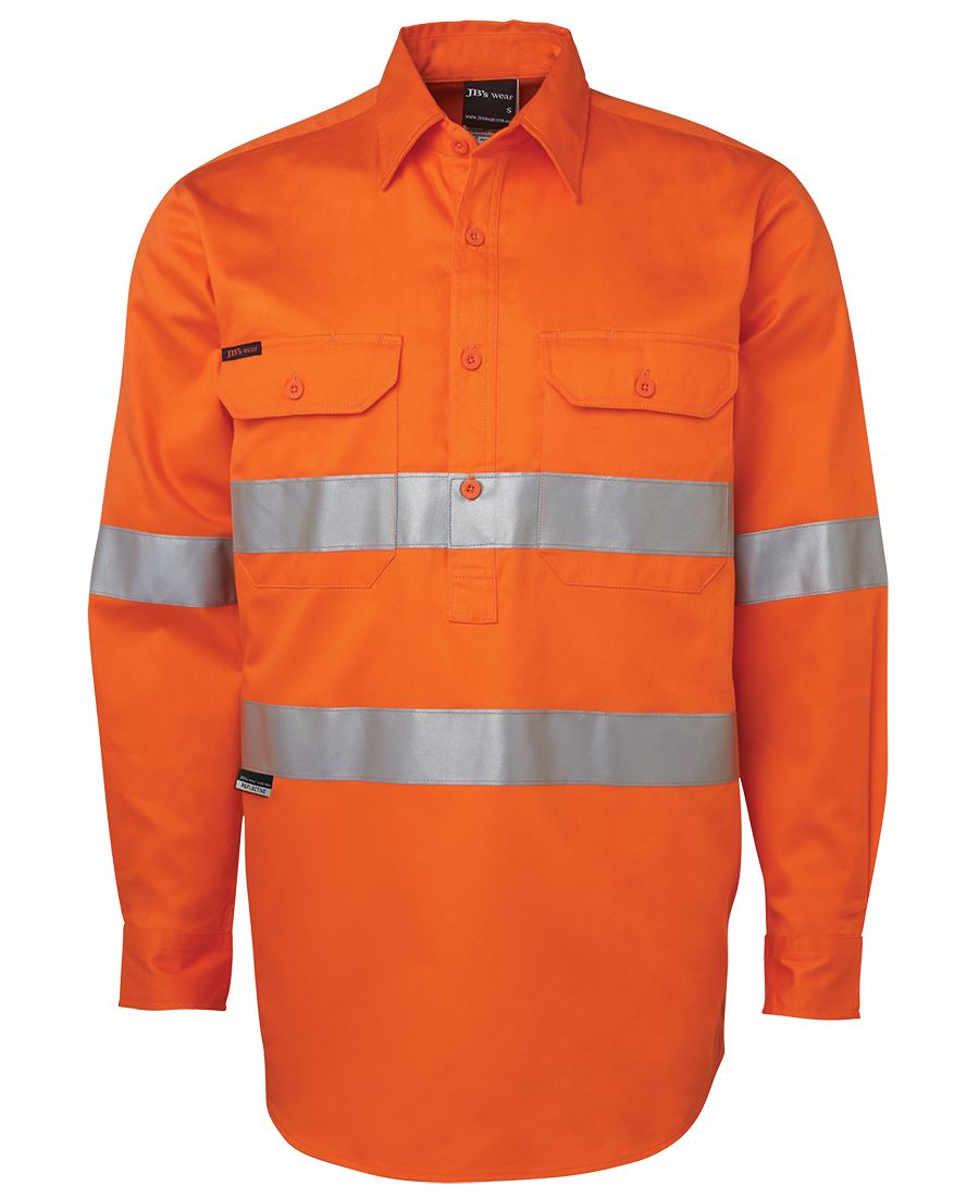 JBs Wear Hi Vis (D+N) Close Front L/S Shirt 190g - Adults (6HWCF)