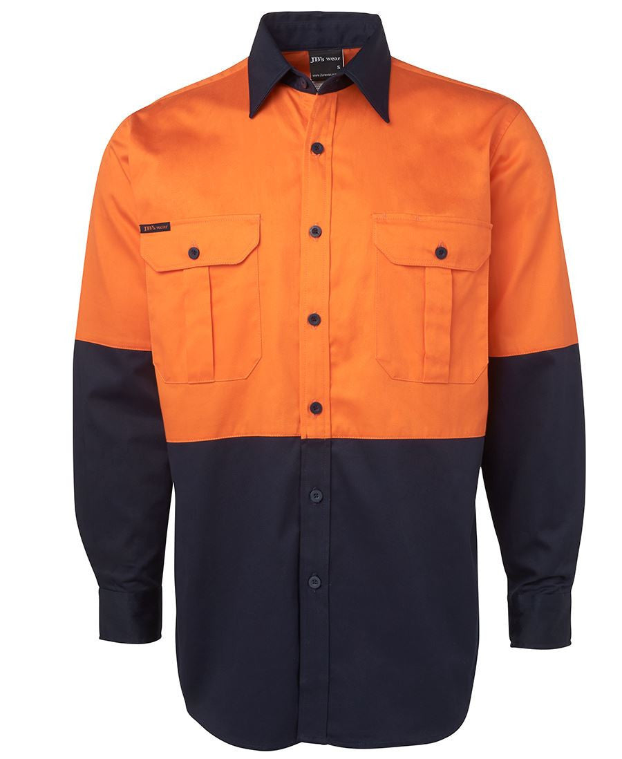 JB's Wear-Jb's Hi Vis Long Sleeve 190g Shirt - Adults-Orange/Navy / S-Uniform Wholesalers - 2