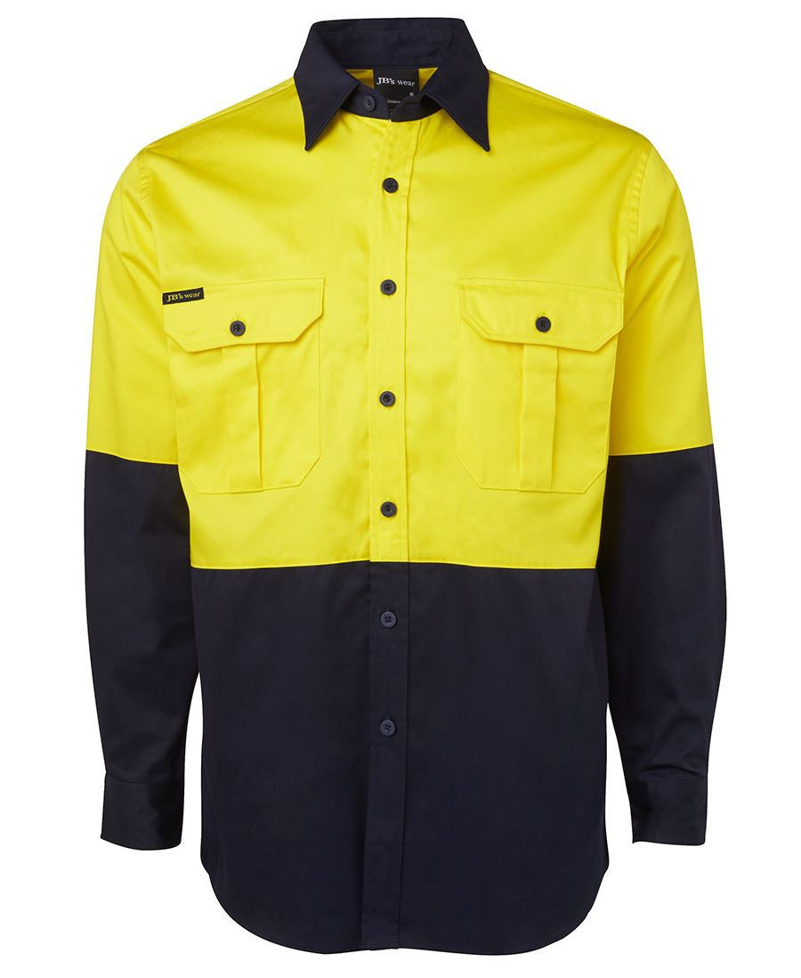 JB's Wear-Jb's Hi Vis Long Sleeve 190g Shirt - Adults-Yellow/Navy / S-Uniform Wholesalers - 4