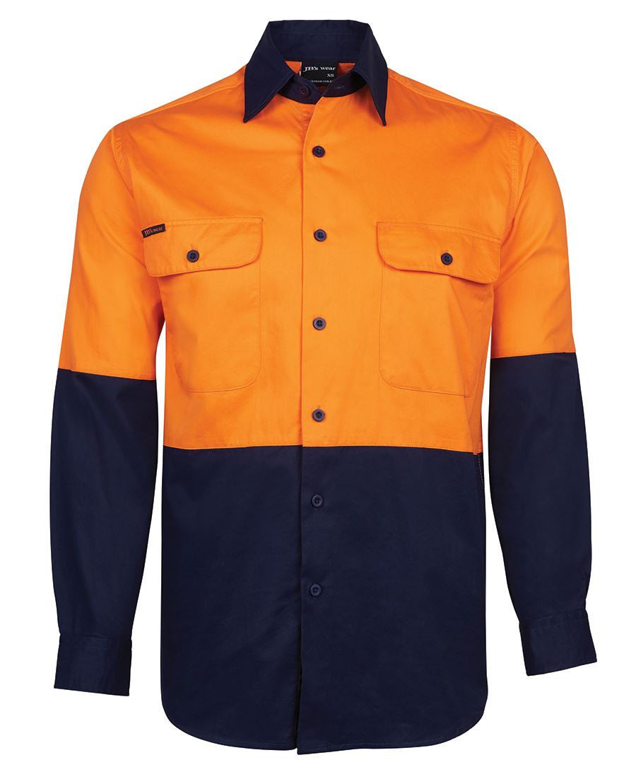 JB's Wear-Jb's Hi Vis Long Sleeve 150g Shirt - Adults-Orange/Navy / 3XS-Uniform Wholesalers - 4