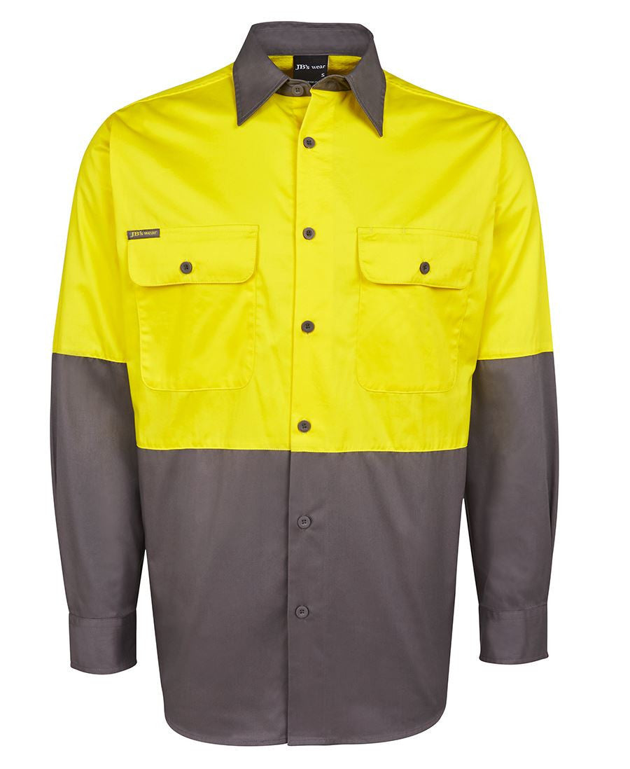 JB's Wear-Jb's Hi Vis Long Sleeve 150g Shirt - Adults-Yellow/Charcoal / 3XS-Uniform Wholesalers - 6