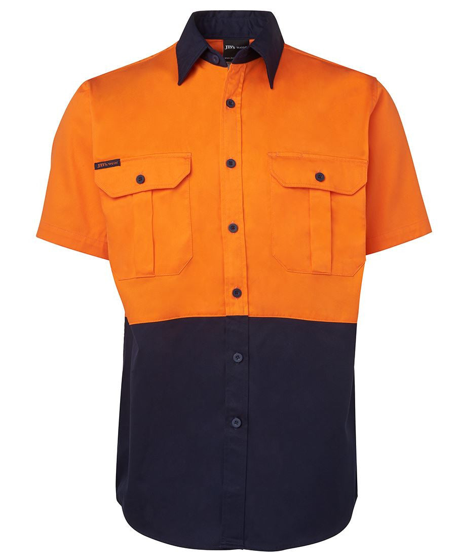 JB's Wear-Jb's Hi Vis Short Sleeve 190g Shirt - Adults-Orange/Navy / S-Uniform Wholesalers - 2