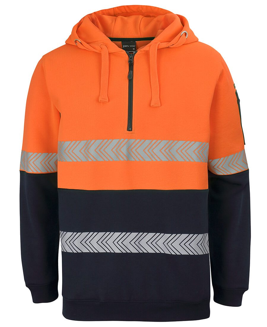 JBs Wear Hi Vis 1 2 Zip Segmented Tape Hoodie 6HZSH Uniform Wholesalers