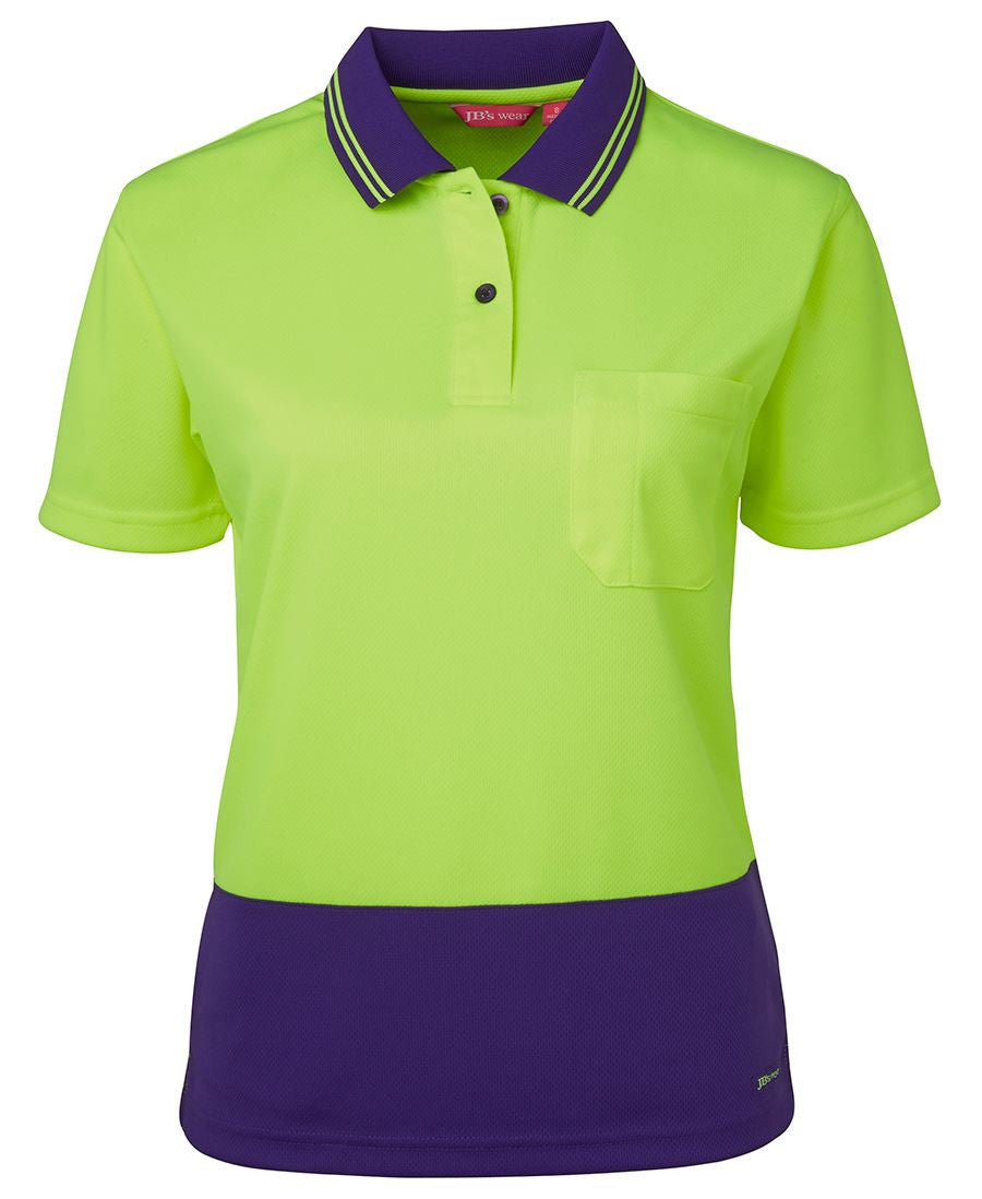 JB's Wear-Jb's Ladies Hi Vis Short Sleeve Comfort Polo-Lime/Purple / 8-Uniform Wholesalers - 5