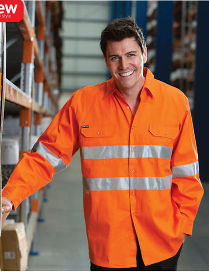 JB's Wear-JB's Hi Vis (D+N) Long Sleeve 190g Shirt With Tape - Adults--Uniform Wholesalers - 3