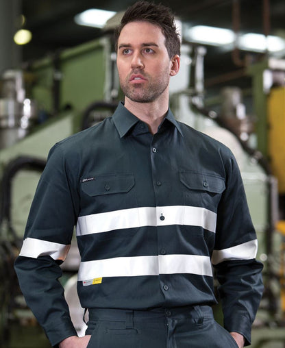 JB's Wear-JB's Hi Vis (D+N) Long Sleeve 190g Shirt With Tape - Adults--Uniform Wholesalers - 1