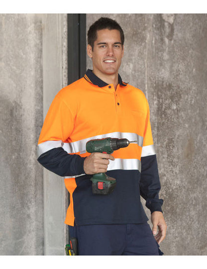 JB's Wear-Jb's Hi Vis L/s (d+n) Cotton Back Polo - Adults--Uniform Wholesalers - 3