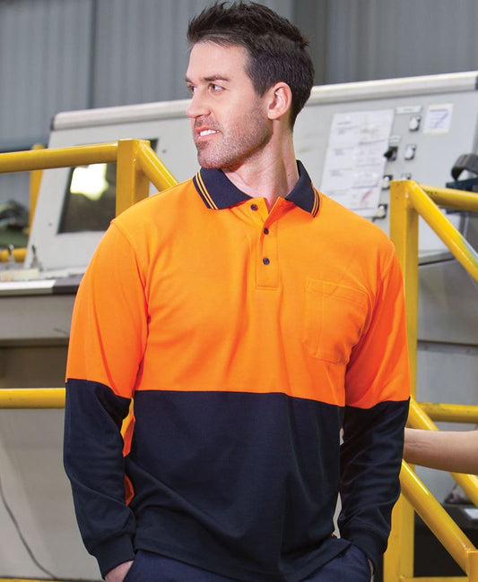 JB's Wear-Jb's Hi Vis Long Sleeve Cotton Back Polo - Adults--Uniform Wholesalers - 1