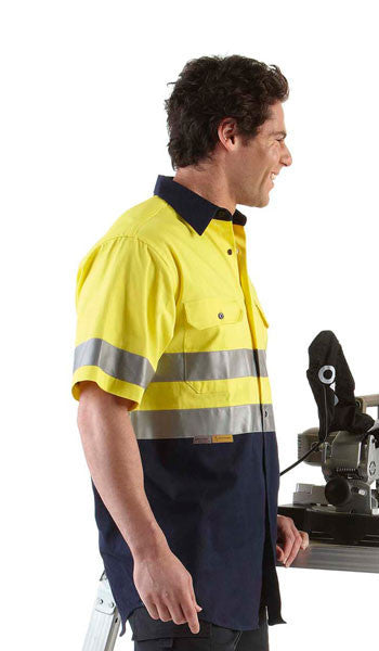 JB's Wear-JB's Hi Vis (D+N) Short Sleeve 190g Shirt - Adults--Uniform Wholesalers - 3