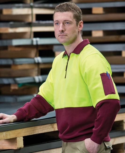 JB's Wear-JB's Hi Vis 1/2 Zip Fleecy Sweat - Adults--Uniform Wholesalers - 1