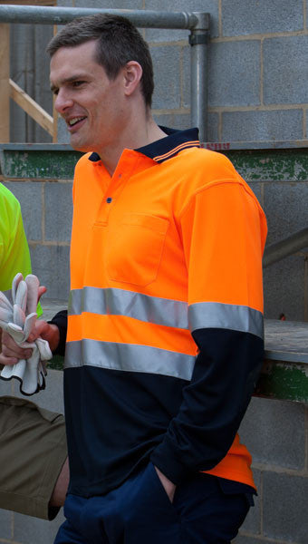 JB's Wear-Jb's Hi Vis Long Sleeve (d+n) Traditional Polo - Adults--Uniform Wholesalers - 3