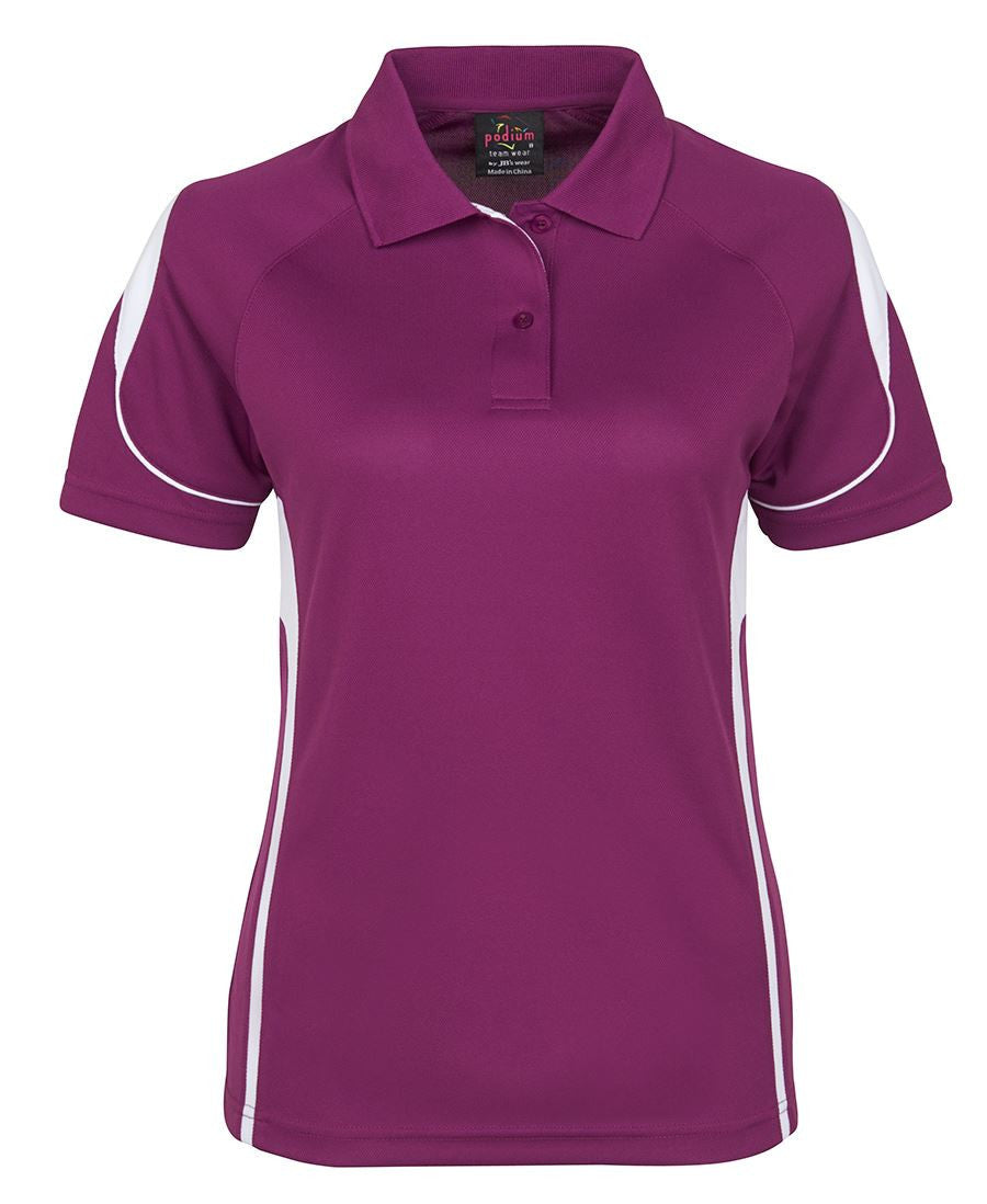 JB's Wear-JB's Podium Ladies Bell Polo 2nd( 6 colour)-Mulberry/White / 8-Uniform Wholesalers - 6