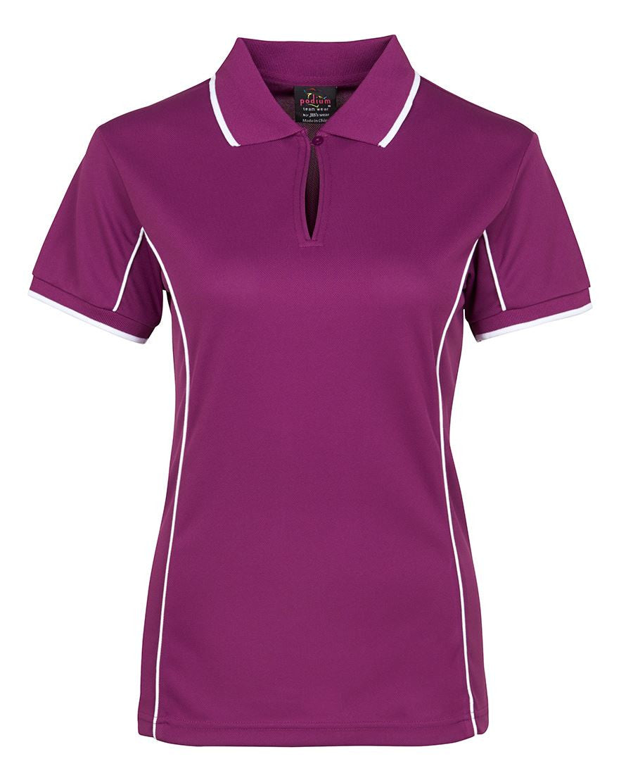 JB's Wear-JB's Podium Ladies Piping Polo 2nd (8 Colours)-Mulberry/White / 8-Uniform Wholesalers - 10