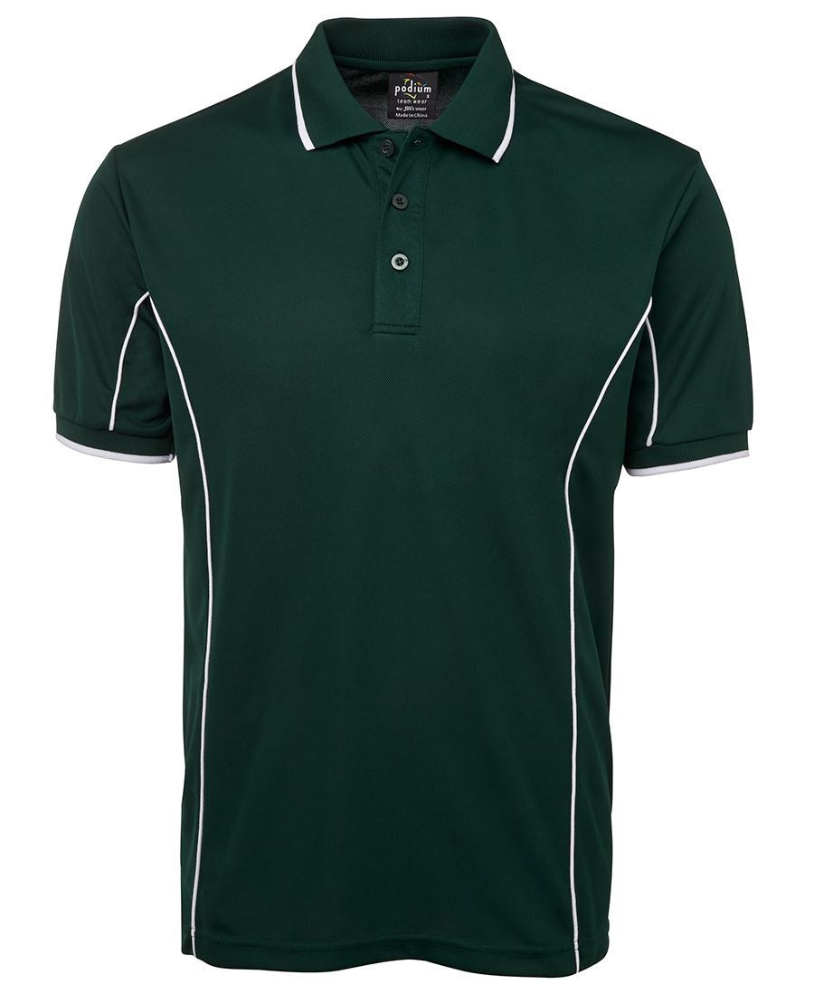 JB's Wear-JB's Podium Short Sleeve Piping Polo - Adults 2nd (10 Colour)-Forest/White / S-Uniform Wholesalers - 8