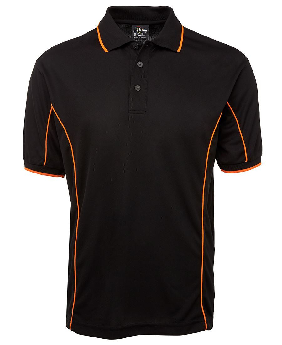 JB's Wear-JB's Podium Short Sleeve Piping Polo - Adults 2nd (10 Colour)-Black/Orange / S-Uniform Wholesalers - 4