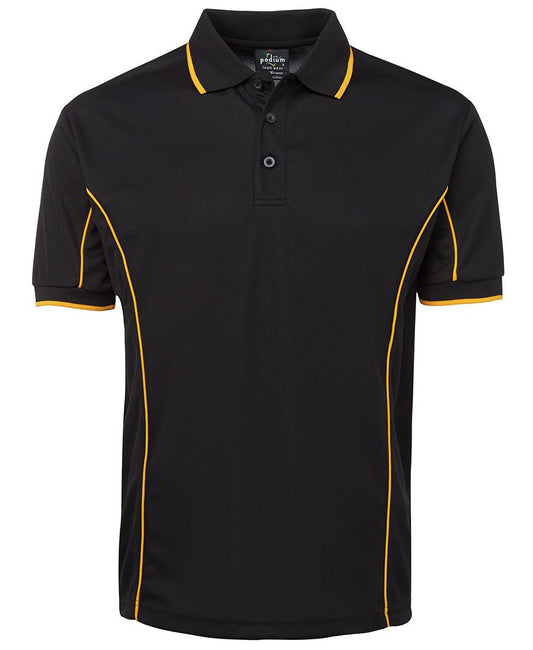 JB's Wear-JB's Podium Short Sleeve Piping Polo - Adults 2nd (10 Colour)-Black/Gold / S-Uniform Wholesalers - 2