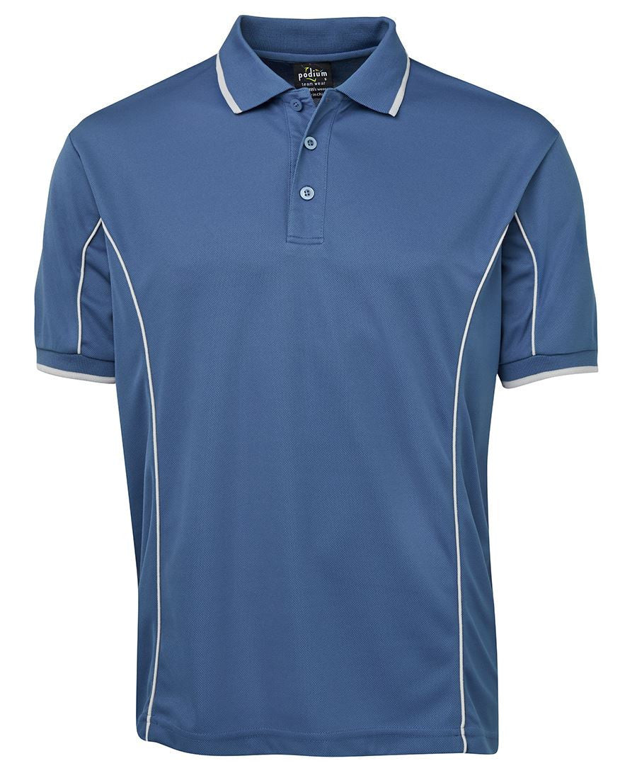JB's Wear-JB's Adults  Short Sleeve Piping Polo - 1st (10 Colour)-Mid Blue/Natural / S-Uniform Wholesalers - 2