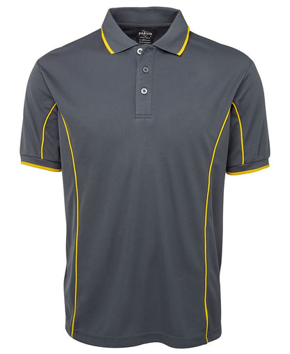 JB's Wear-JB's Podium Short Sleeve Piping Polo - Adults 2nd (10 Colour)-Grey/Orange / M-Uniform Wholesalers - 10