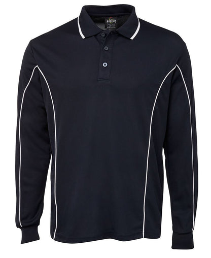 JB's Wear-Jb's Adults Podium Long Sleeve Piping Polo-Navy/White / 12-Uniform Wholesalers - 2