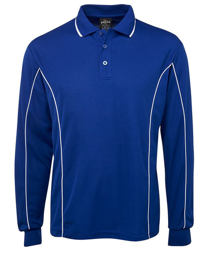 JB's Wear-Jb's Adults Podium Long Sleeve Piping Polo-Royal/White / 12-Uniform Wholesalers - 3