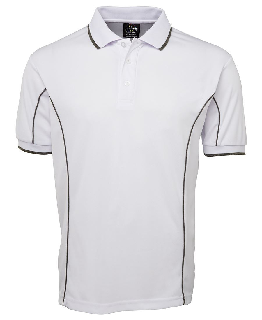 JB's Wear-JB's Adults  Short Sleeve Piping Polo - 1st (10 Colour)-White/Grey / S-Uniform Wholesalers - 9