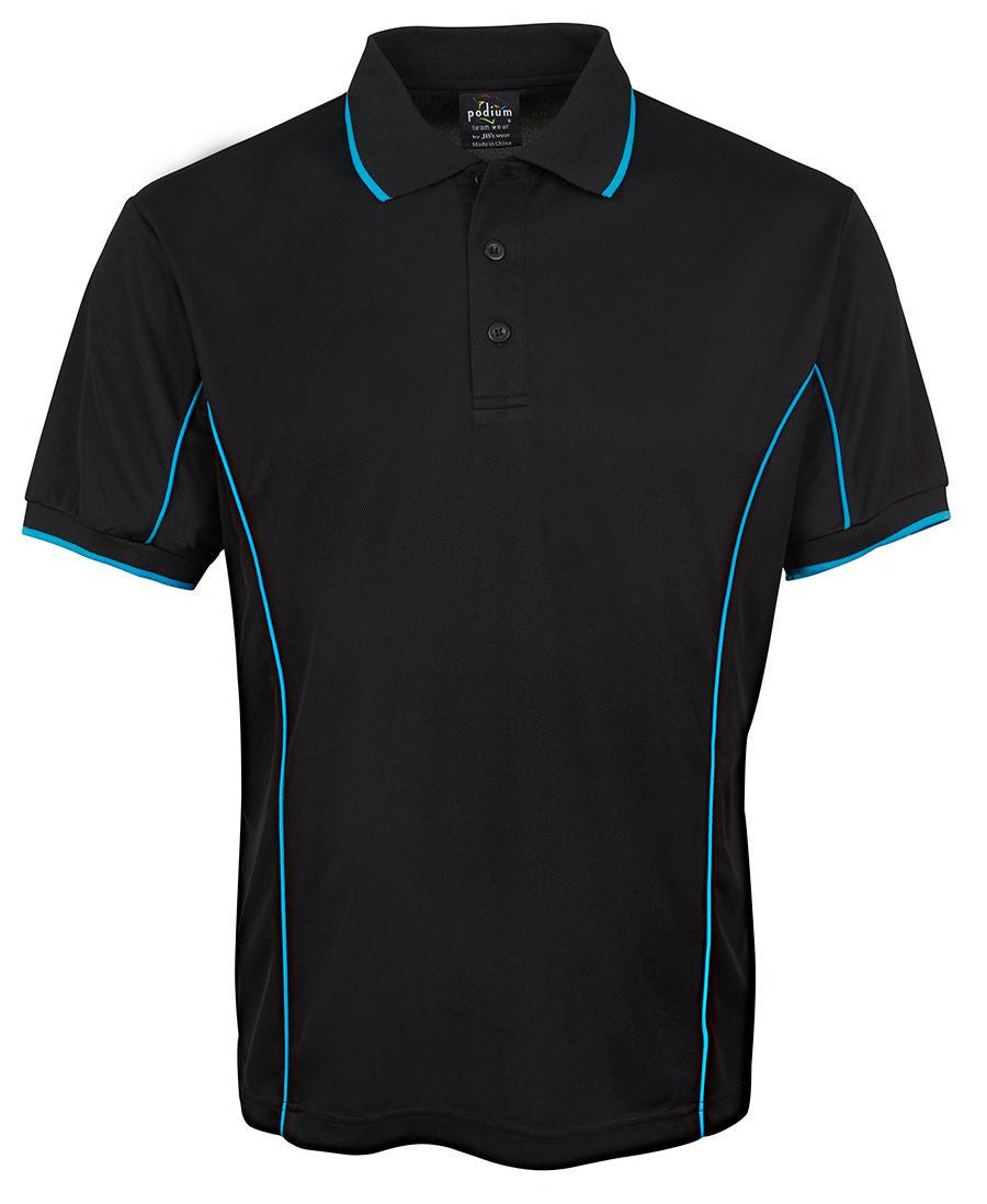 JB's Wear-JB's Podium Short Sleeve Piping Polo - Adults 2nd (10 Colour)-Black/Aqua / S-Uniform Wholesalers - 11