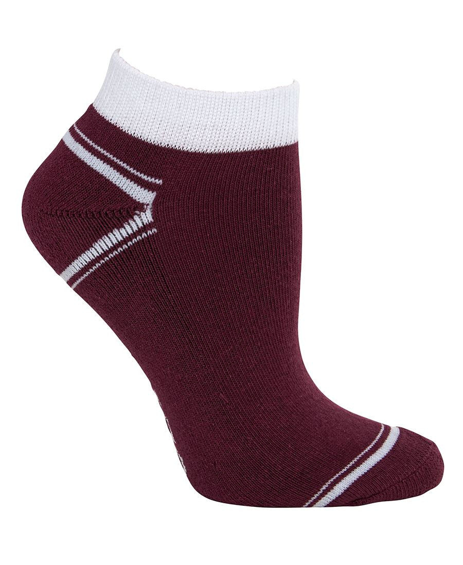 JB's Wear-JB's Sport Ankle Sock (5 Pack)-Maroon/White / King-Uniform Wholesalers - 8