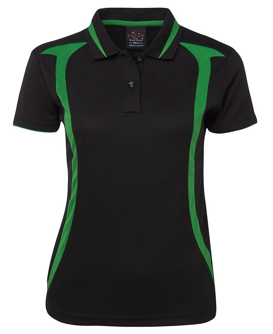 JB's Wear-JB's Podium Ladies Swirl Polo-Black/Pea Green / 8-Uniform Wholesalers - 2