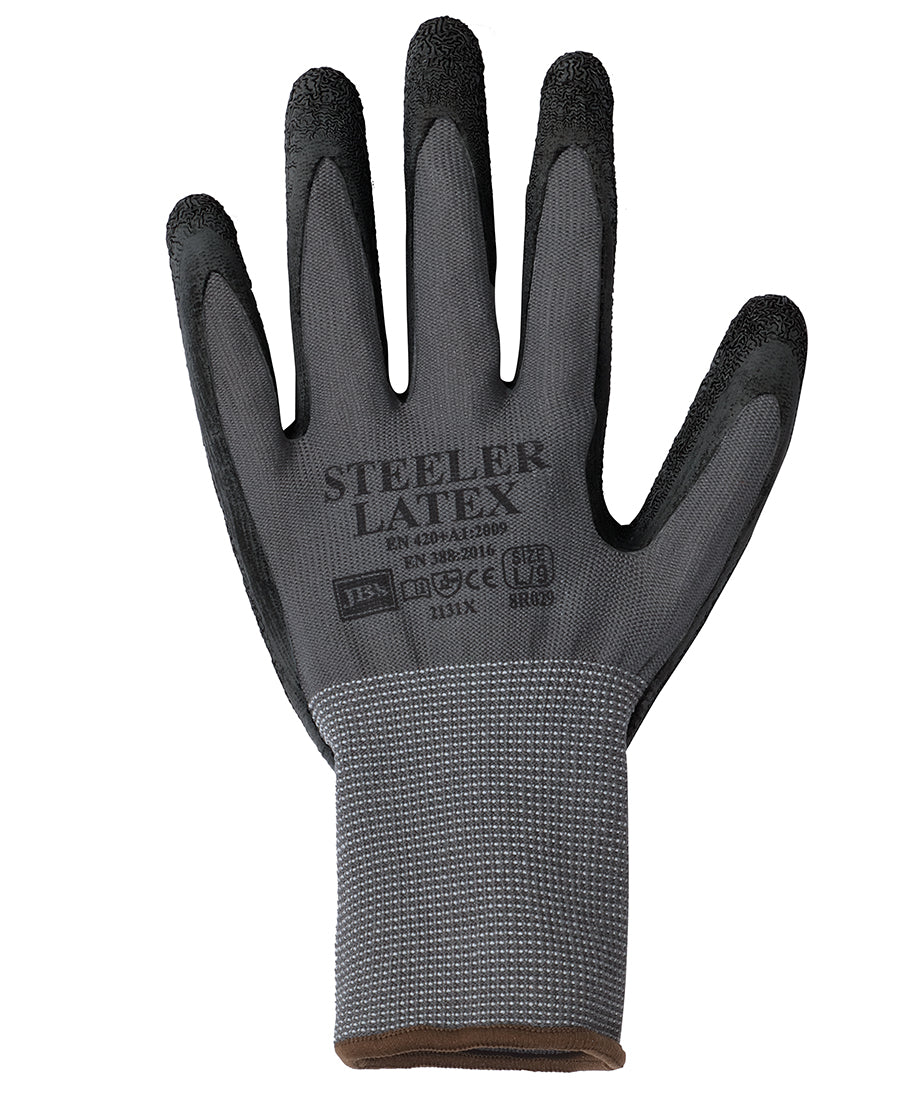 JBs Wear Steeler Crinkle Latex Glove 12 Pack (8R029)