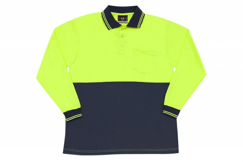 Ramo-Ramo Hi Vis Long Sleeve Polo-Yellow/Navy / S-Uniform Wholesalers - 4