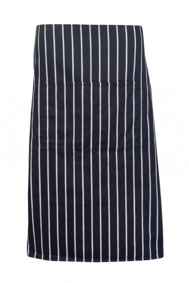 Ramo-Ramo Striped Apron - Full-waist-70cm X 82cm / Black/White-Uniform Wholesalers - 1