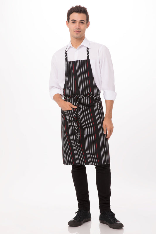 Chef Works  Striped Bib Apron - (A550-BWR)