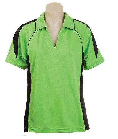 Australian Spirit-Aus Spirt Olympikool Ladies Polo 1st ( 8 Colour )-Apple Green / Black / 8-Uniform Wholesalers - 2