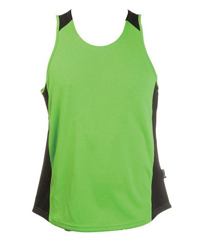 Australian Spirit-Aus Spirt Olympikool Mens Singlets 1st ( 10 Colour )-Apple Green / Black / M-Uniform Wholesalers - 2