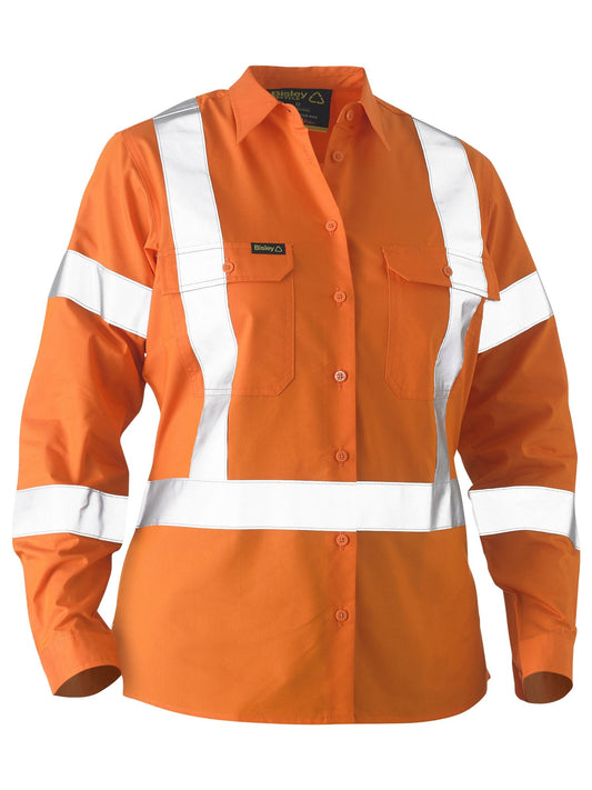 Bisley Women's X Taped Hi Vis Recycled Drill Shirt (BL6266XT)