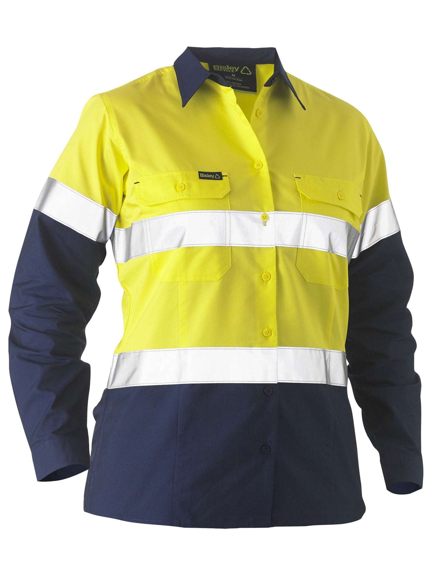 Bisley Women's Taped Two Tone Hi Vis Recycled Drill Shirt (BL6996T)