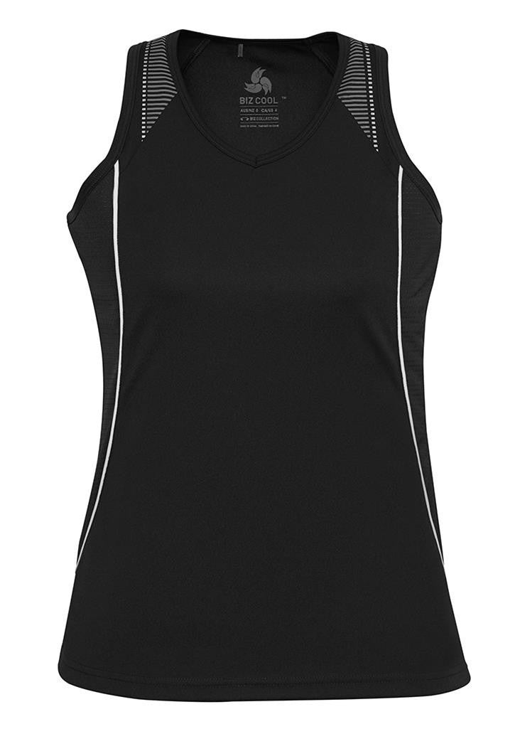 Biz Collection-Biz Collection Ladies Razor Singlet-Black/White / 8-Uniform Wholesalers - 3