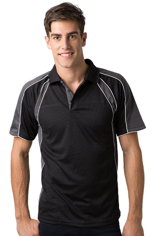 Be Seen-Be Seen Men's Polo Shirt With Contrast Sleeve 1st( 8 Color )-Black-Charcoal-White / XS-Uniform Wholesalers - 1