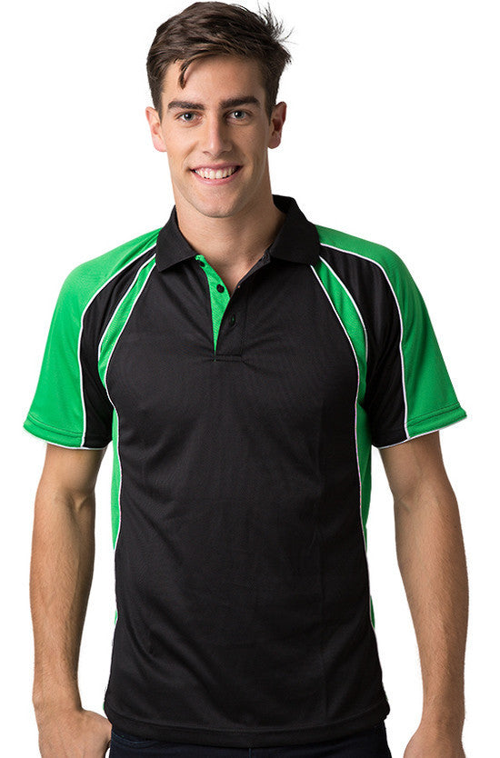 Be Seen-Be Seen Men's Polo Shirt With Contrast Sleeve 1st( 8 Color )-Black-Emerald-White / XS-Uniform Wholesalers - 3