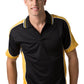 Be Seen-Be Seen Men's Polo Shirt With Striped Collar 1st( 10 Color All Black )-Black-Gold-White / XS-Uniform Wholesalers - 2
