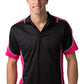 Be Seen-Be Seen Men's Polo Shirt With Striped Collar 1st( 10 Color All Black )-Black-Hot Pink-White / XS-Uniform Wholesalers - 4