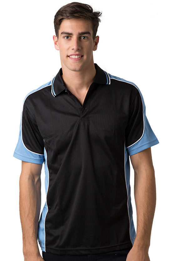 Be Seen-Be Seen Men's Polo Shirt With Striped Collar 1st( 10 Color All Black )-Black-Ocean Blue-White / XS-Uniform Wholesalers - 5