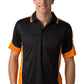 Be Seen-Be Seen Men's Polo Shirt With Striped Collar 1st( 10 Color All Black )-Black-Orange-White / XS-Uniform Wholesalers - 6