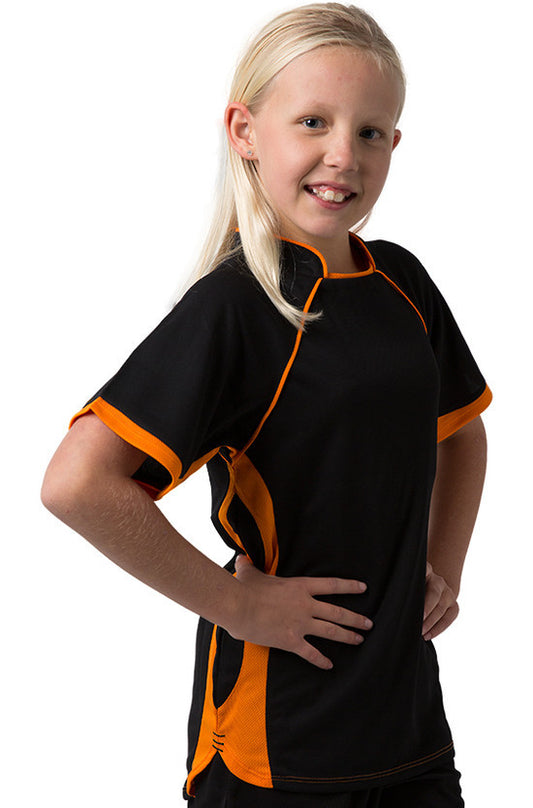 Be Seen-Be Seen Kids T-shirt With Pique Knit-Black-Orange / 6-Uniform Wholesalers - 1
