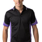 Be Seen-Be Seen Men's Polo Shirt With Striped Collar 1st( 10 Color All Black )-Black-Purple-White / XS-Uniform Wholesalers - 7